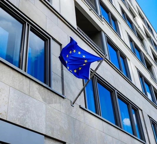 EU flag on a modern building