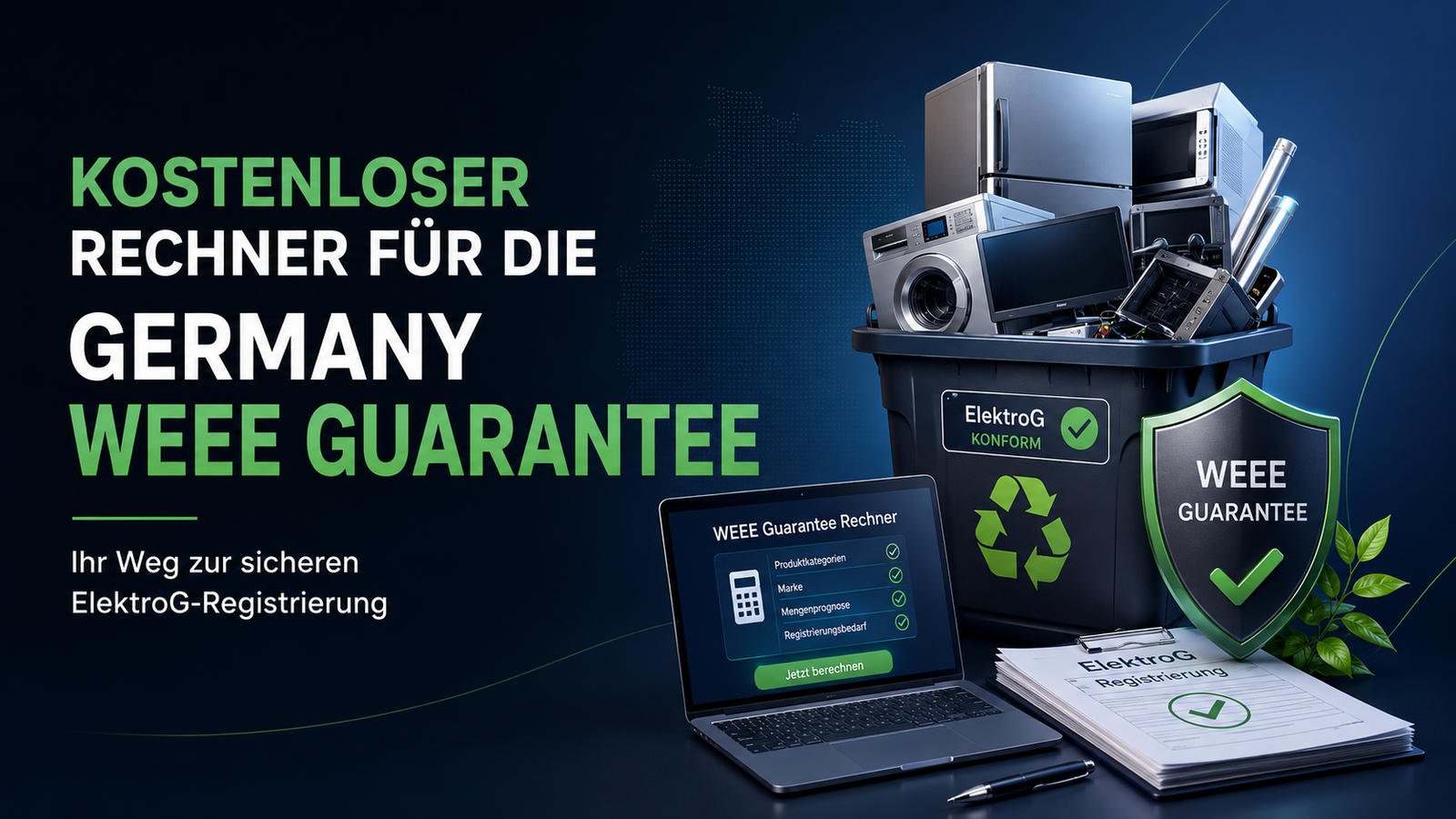 Kostenloser Rechner für die Germany WEEE Guarantee: Ihr Weg zur sicheren ElektroG-Registrierung