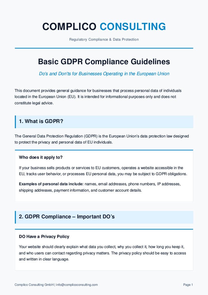 Complico Basic GDPR Guidelines