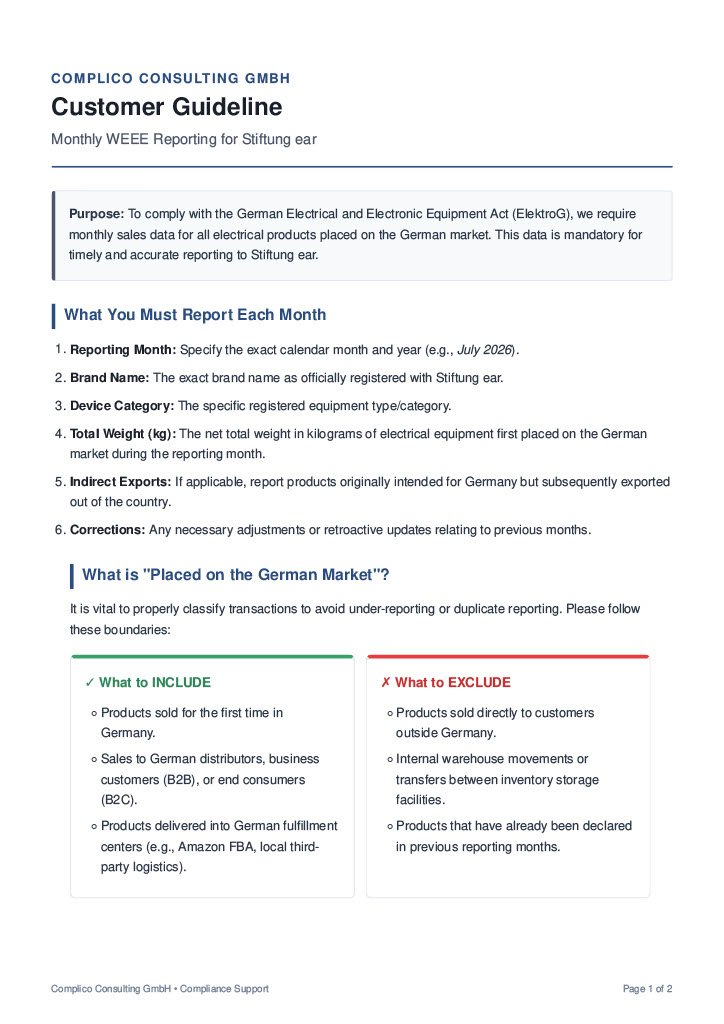 Complico WEEE Monthly Reporting Guideline