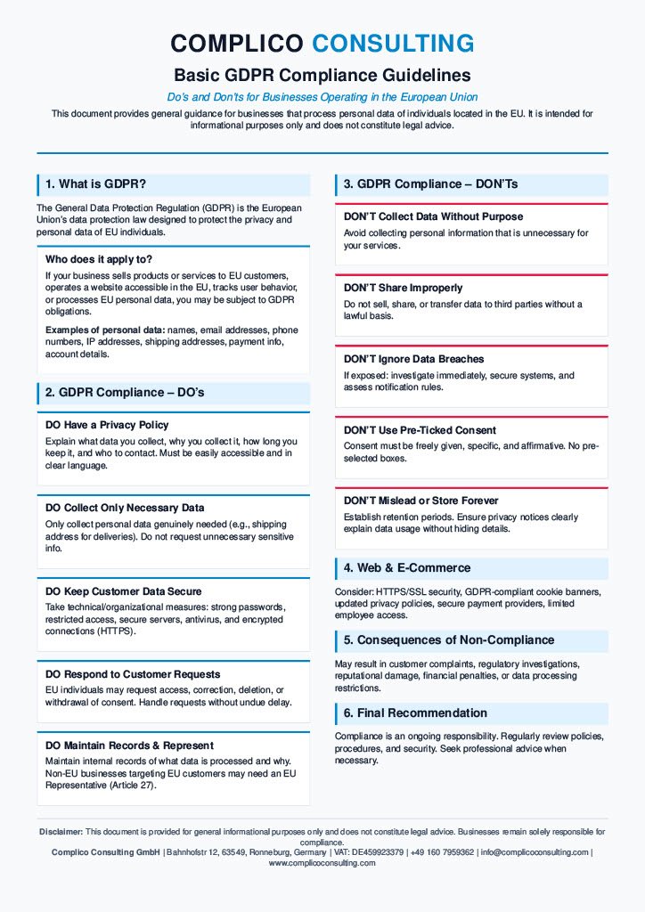 Complico GDPR Article 27 Guidelines