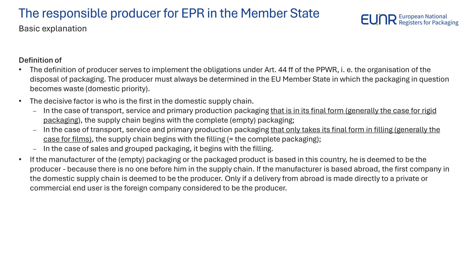 PPWR Guideline for manufacturing definition