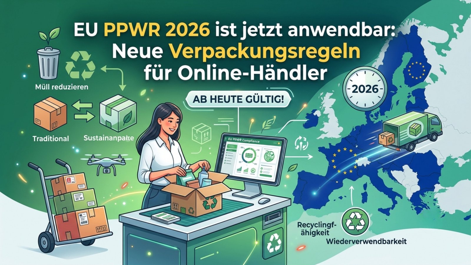 EU PPWR 2026 ist jetzt anwendbar: Neue Verpackungsregeln für Online-Händler